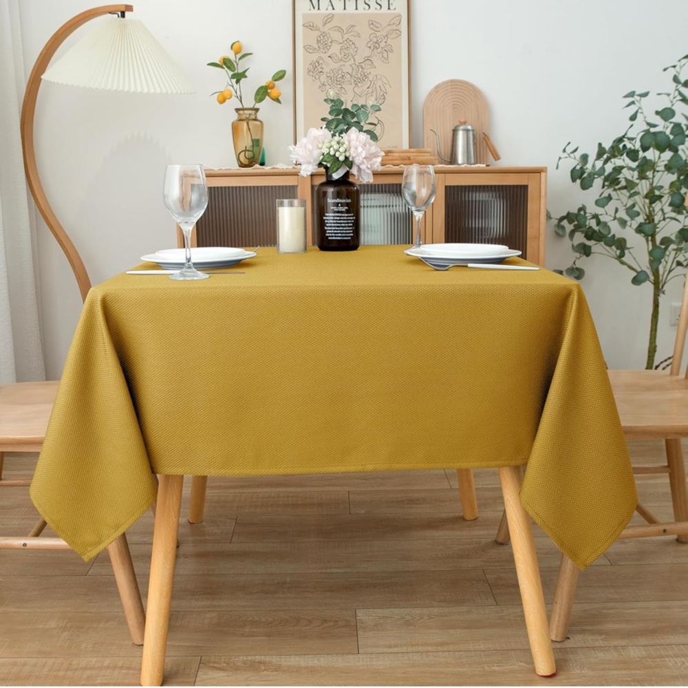 Biscayne Bay Gold Fabric Square Tablecloth - 60x60